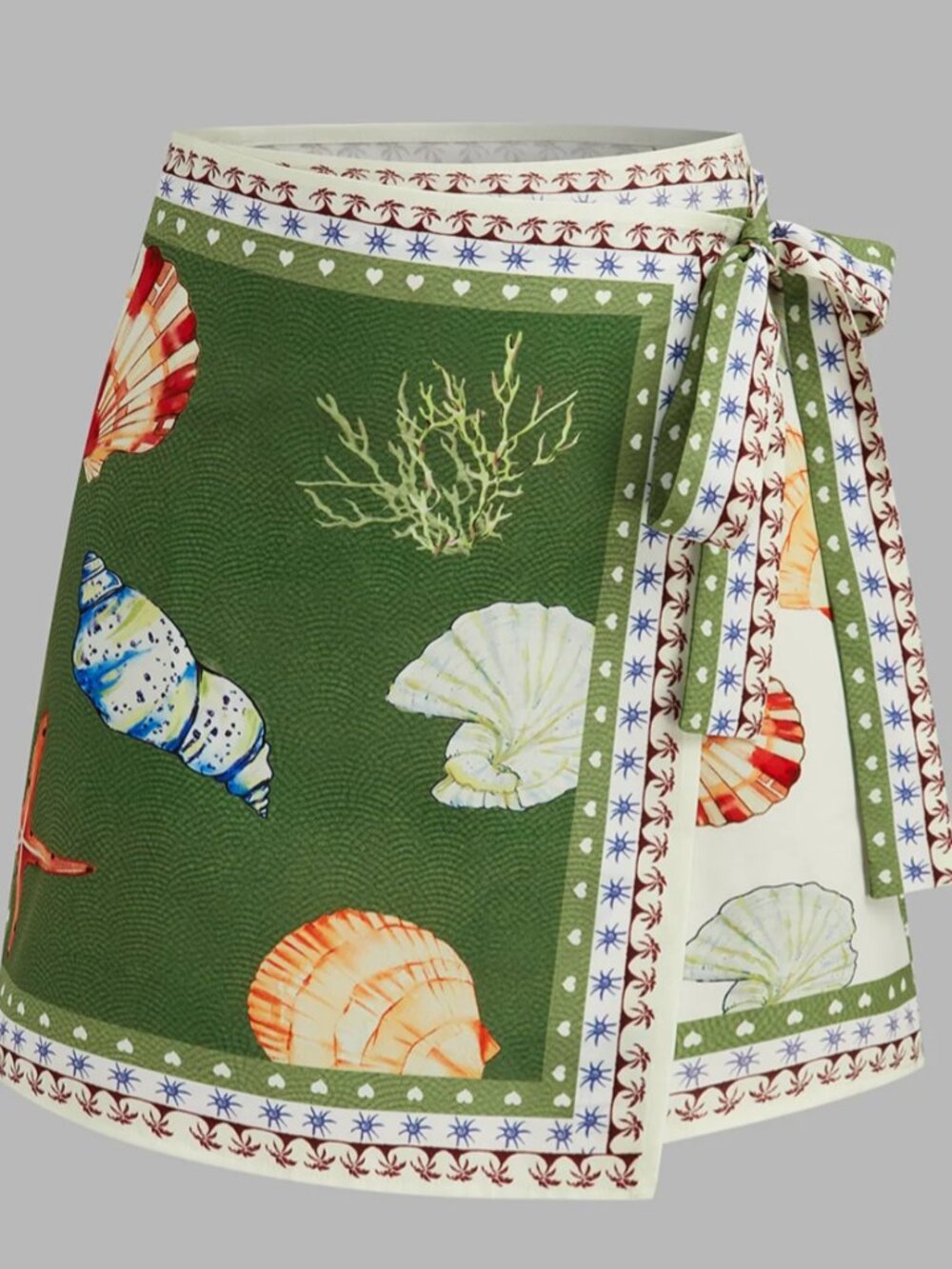 Commense Seashell Print Wrap Mini Skirt M